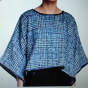 Darling SMALL Romeo & Juliet Couture Black Plaid Cropped Cape Sexy Leather trim